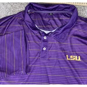 Colleys Greek Life LSU Tigers Purple Striped Mens XXL Polo NCAA Performance Game